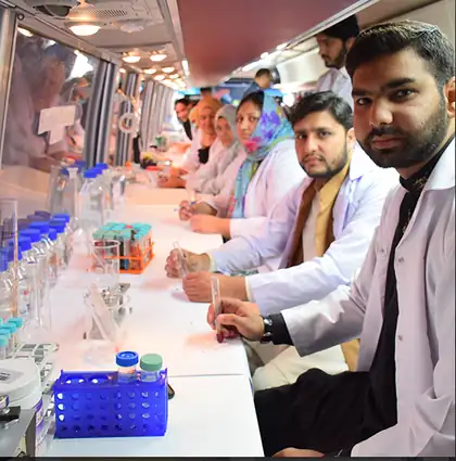 Students working together at the lab bench