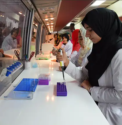 Student using a micropipette